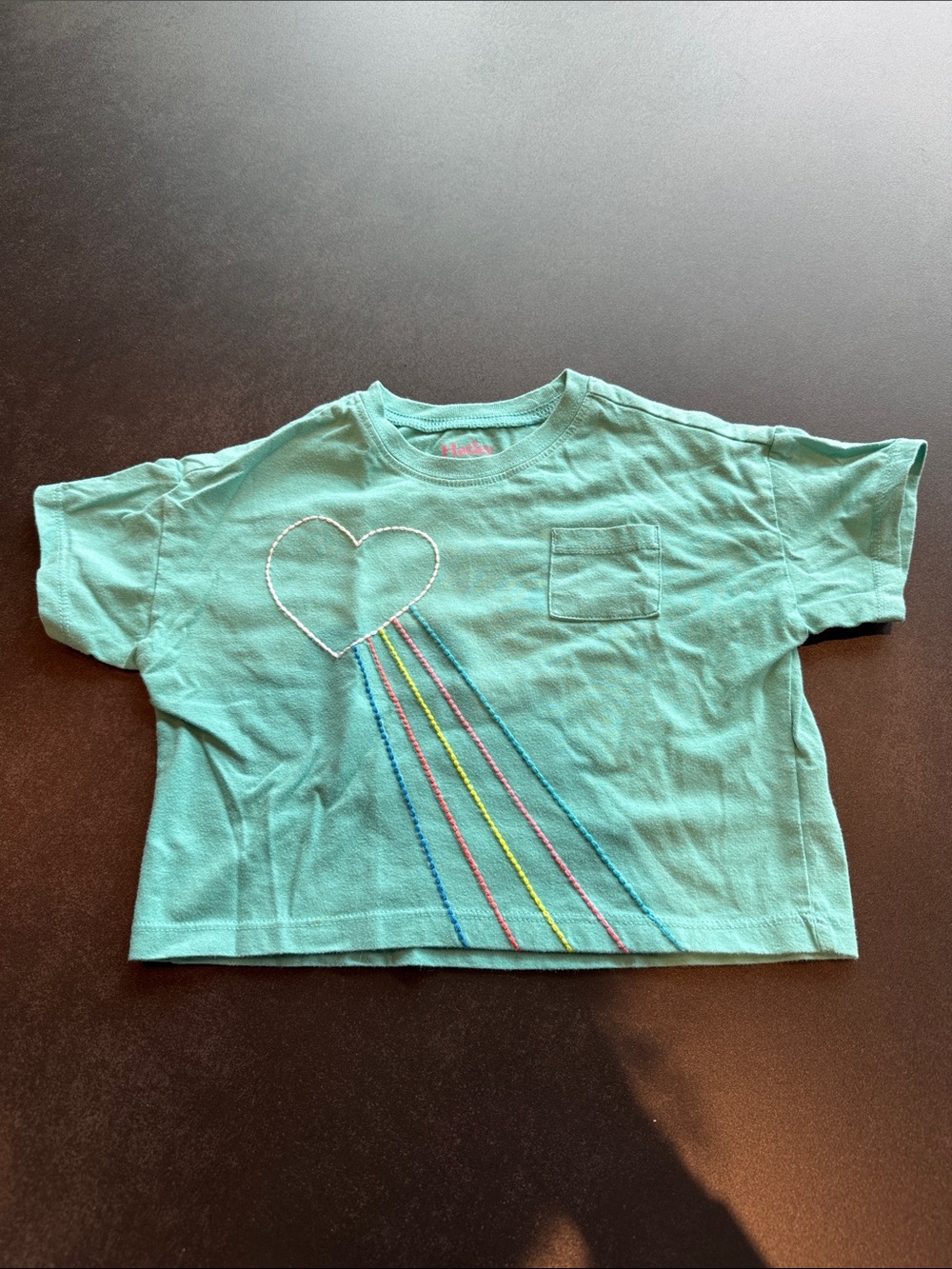 Kids Mint Green Heart Rainbow Tee - [Brand]